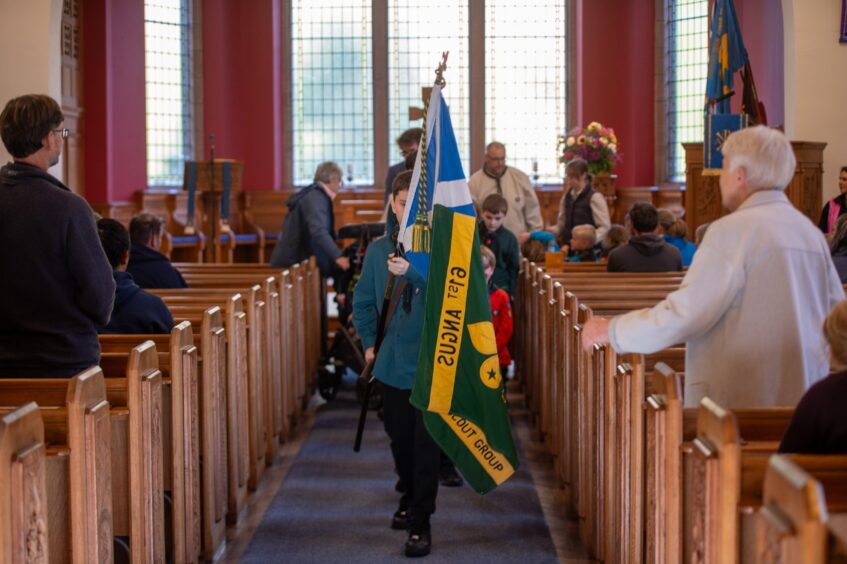 Glamis Scout group flag returns home in historic ceremony.