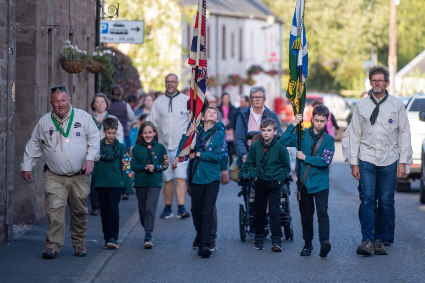 Glamis Scout group flag returns home in historic ceremony.