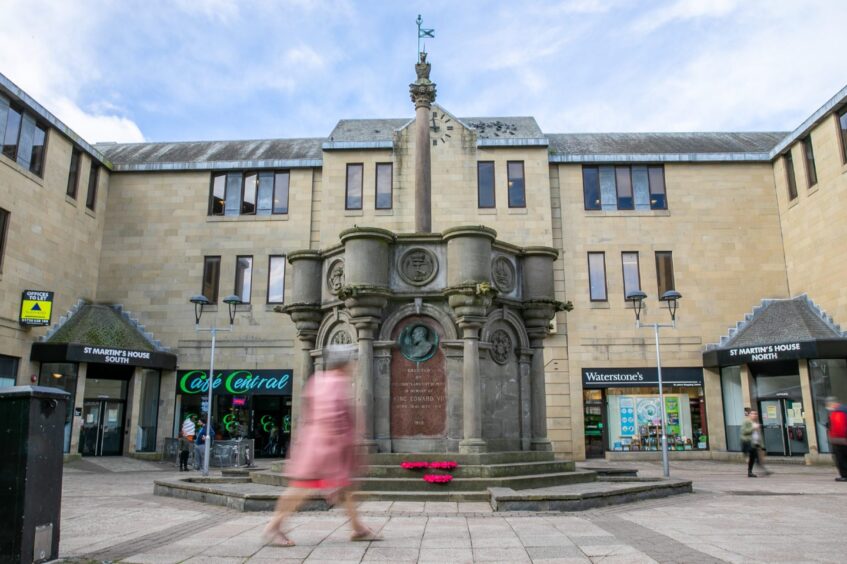 Mercat Cross in King Edward Street Perth, in front of St John's Shopping Centre