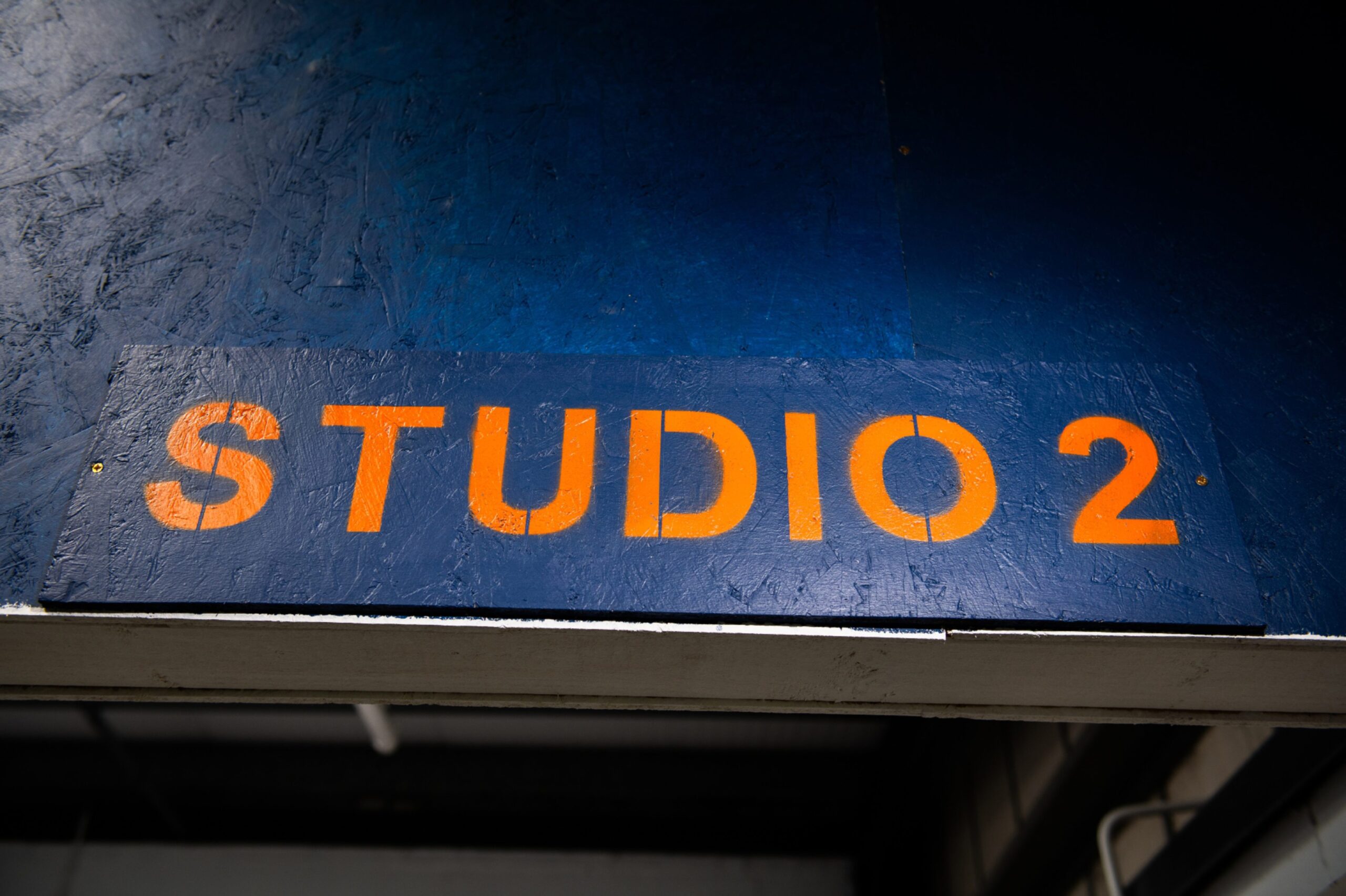 A sign for studio two.