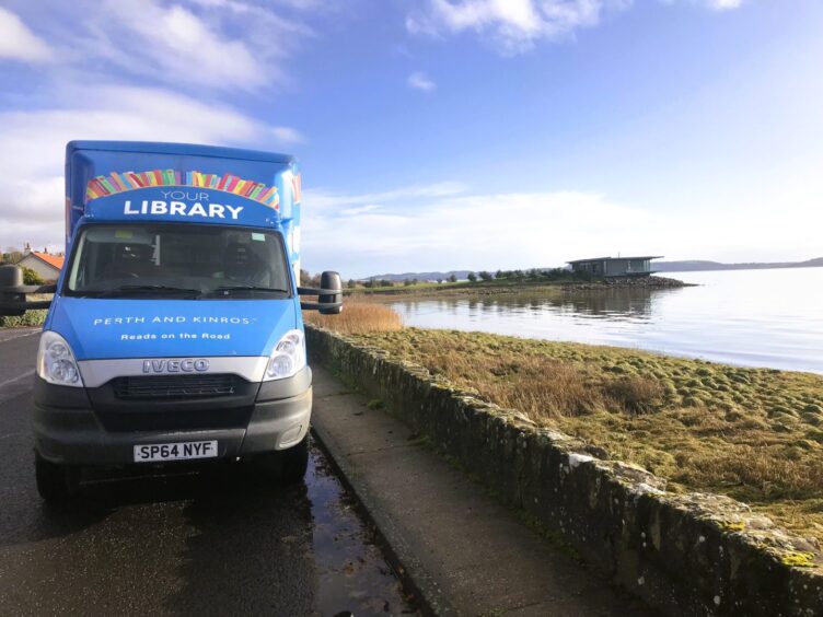 Perthshire mobile library van on the road