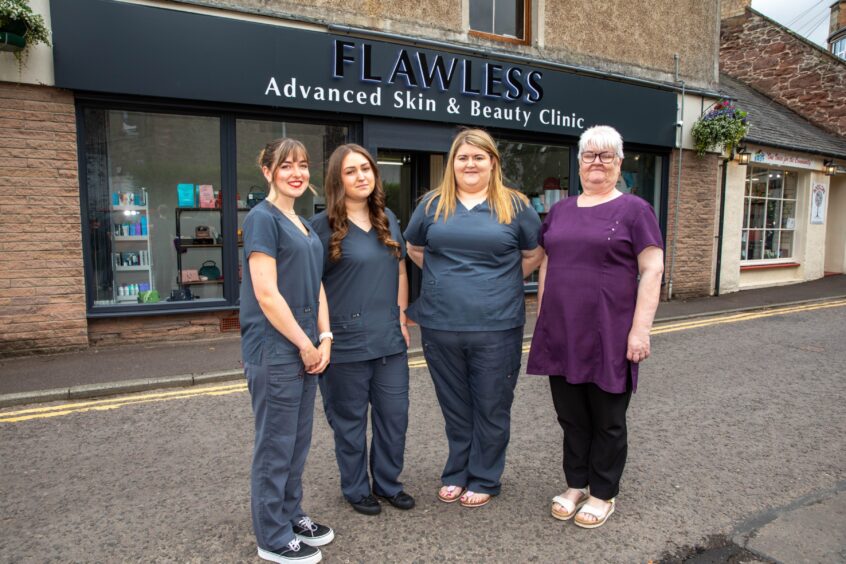 Flawless Advanced Skin and Beauty clinic owner Dawn Page and her team. From left: Nikita Graham, Wiktoria Widz, Dawn and Morag Reid.