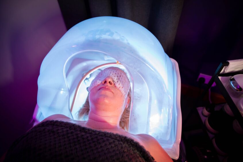 The hair is steamed as part of the Japanese Head Spa Treatment