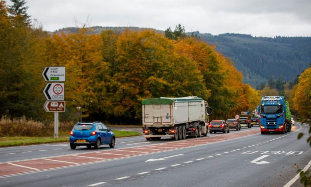 The A9 near Dunkeld and Birnam ahead of dualling exhibition