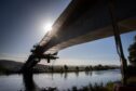 Destiny Bridge from underneath beside River Tay