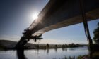 Destiny Bridge from underneath beside River Tay