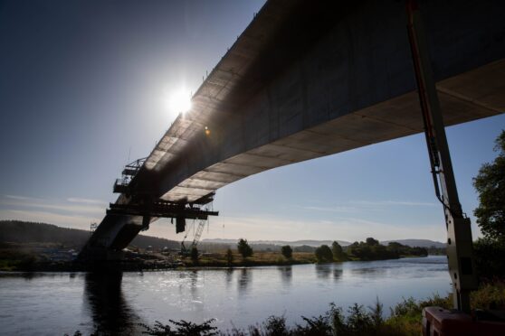 Destiny Bridge from underneath beside River Tay