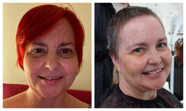 Kinross fundraiser Kate Willingale before and after her hair shave.