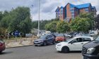 Traffic queued back up East Marketgait due to the broken-down bus at Dundee Waterfront. Image: Andrew Robson/DC Thomson