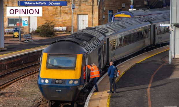 A ScotRail train at Perth Railway Station.