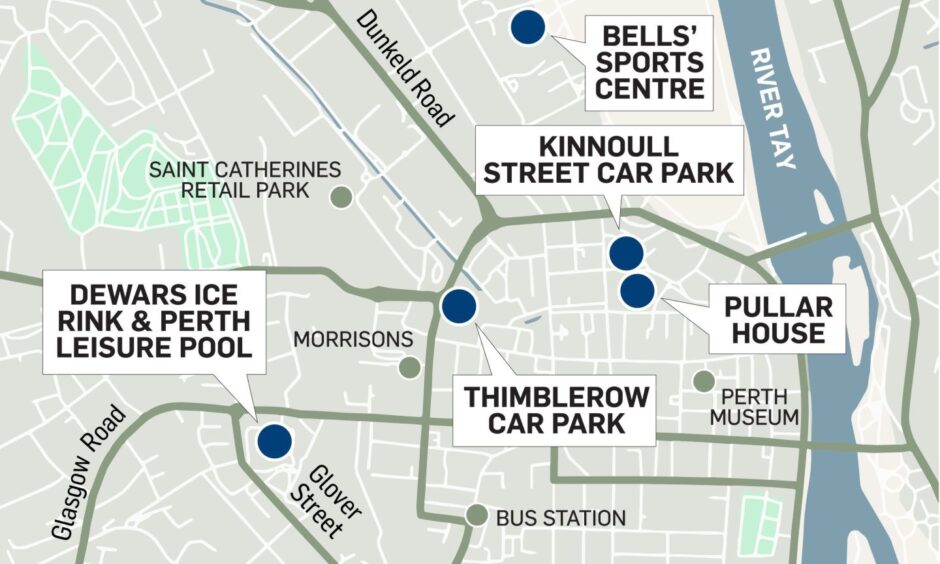 Map showing proposed location of sites covered by Perth report