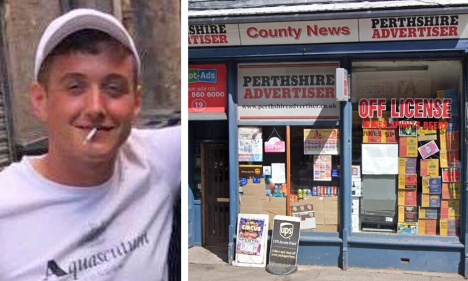 Reece Lochrie and the shop he robbed