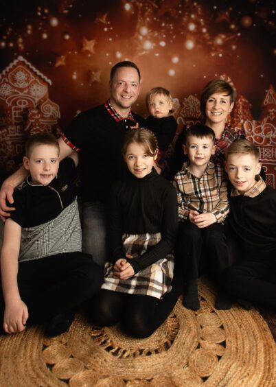 Eilidh McCreath with partner Ross Mitchell and children Matthew Mitchell, Andrew Mitchell, Evie Mitchell, Robbie Wilson and Zoe Mitchell. 