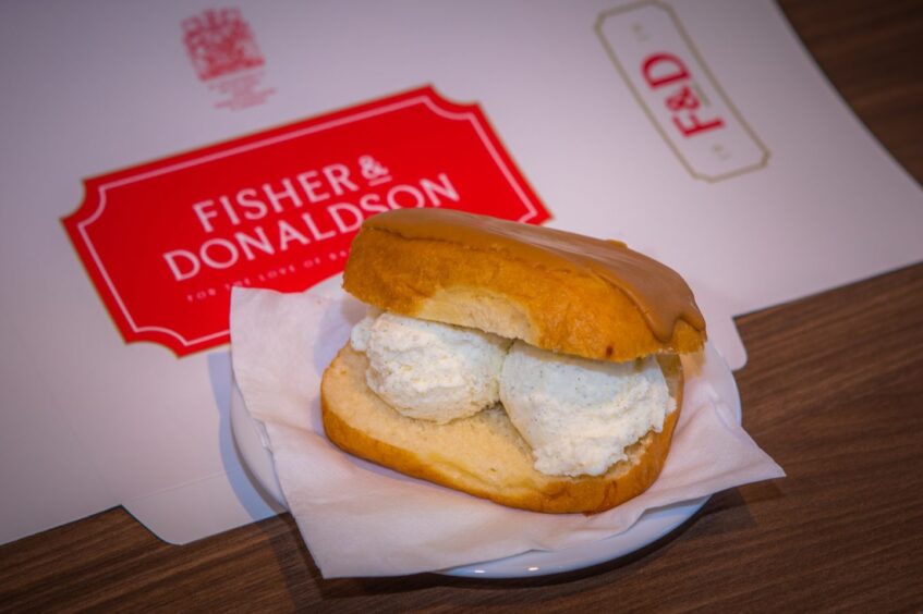 The fudge doughnut ice cream sandwich from Fisher and Donaldson, St Andrews.