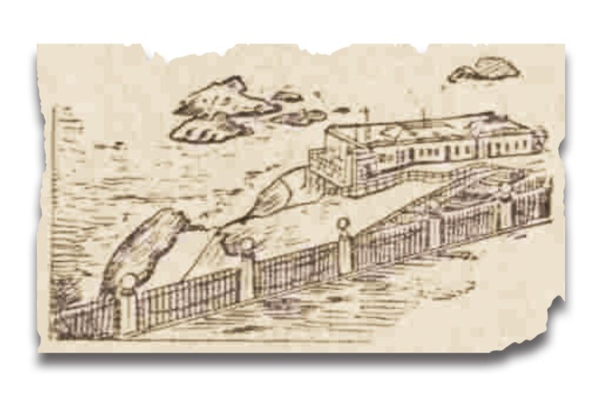 A drawing of San Francisco Bay in 1894. one of the stops in the pair's round the world trip