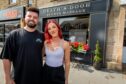 James Bremner and Lauren Rees outside Death's Door clinic on Auchterarder High Street