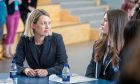 Education secretary Jenny Gilruth speaks to Madras College pupils about their exam results