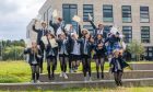 Madras College pupils celebrate their exam results.