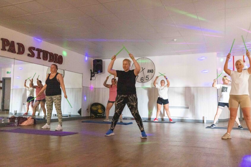 Debbie working out at a Rockbox class in Dundee.