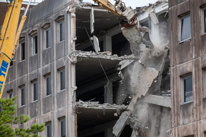 Concrete falls from the building in Glenrothes.