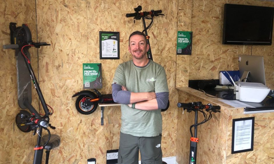 Mark Bain inside his e-scooter shop Skootz in Lyon Street, Dundee