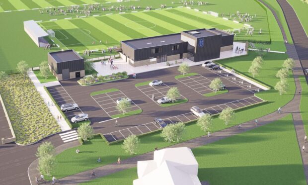 The proposed community football hub is situated at the city's Riverside pitches. Image: Dundee FC Community Trust/LJRH Architects