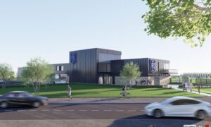 How the proposed training hub will look from Riverside Drive. Image: Dundee FC Community Trust/LJRH Architects