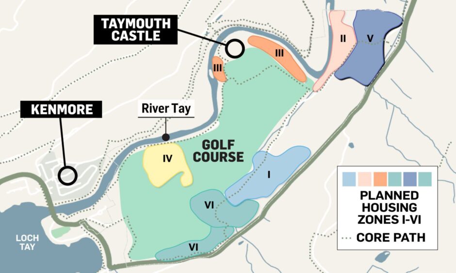 Map showing proposed location of housing on the Taymouth Castle estate