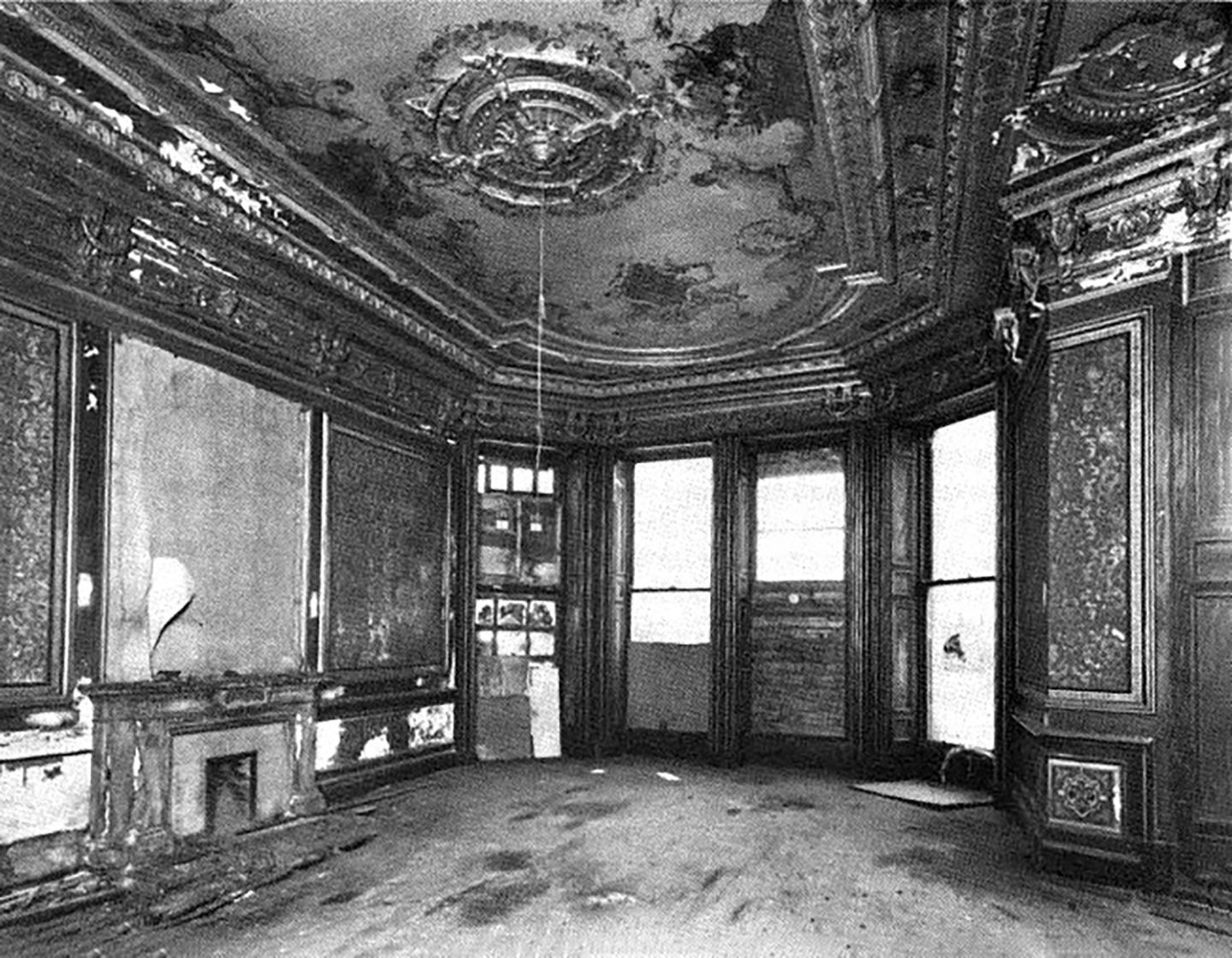 A photograph taken by David Walker in 1953 of the ruined interior