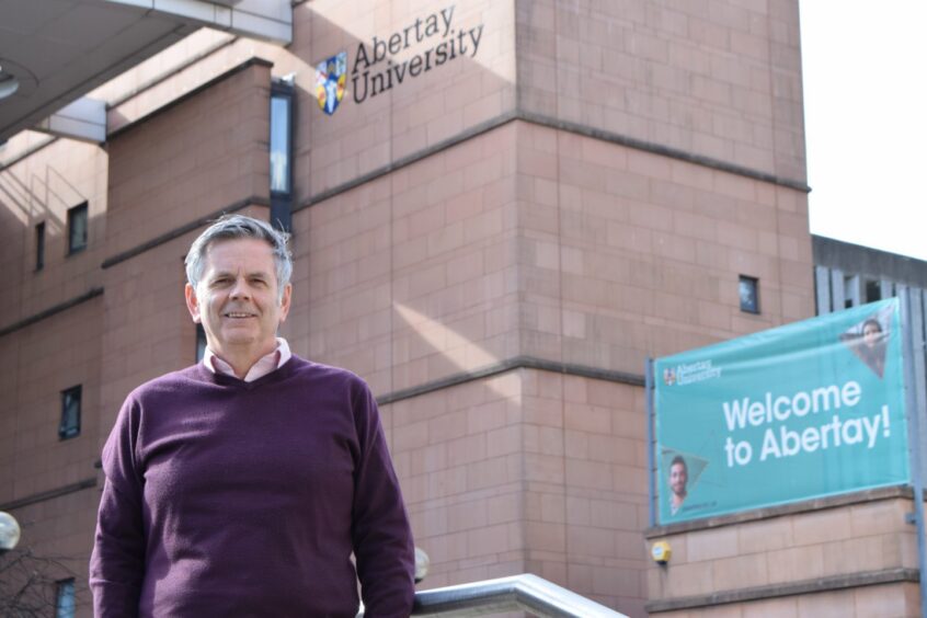 Charlie Malone outside Abertay University. 