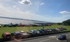 Cars were parked in a public park in Culross where children had been playing football