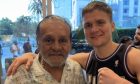 Luke Bibby with boxing great, Roberto Duran.