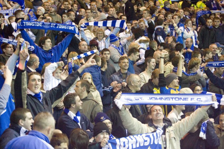 St Johnstone fans celebrate their win. 