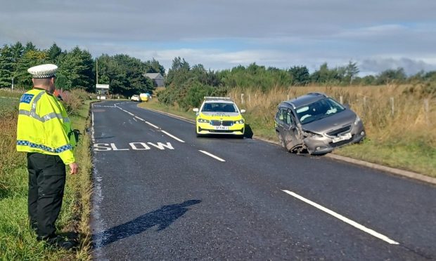 The crash on the A932 near Forfar. Image: Lindsey Hamilton/DC Thomson