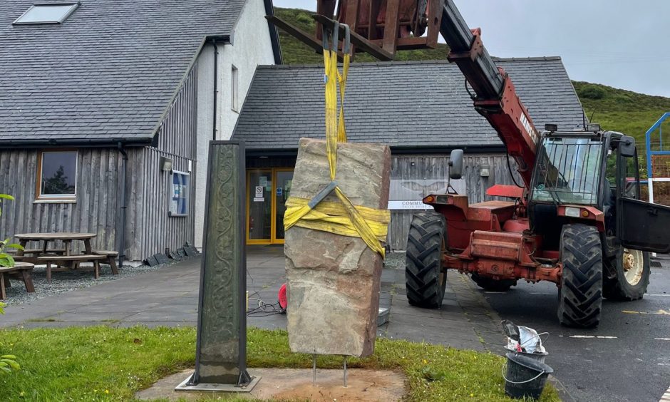 Replica Skye Pictish stone created by Angus craftsman.