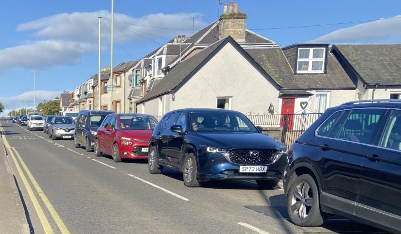 Traffic on Burghmuir Road.