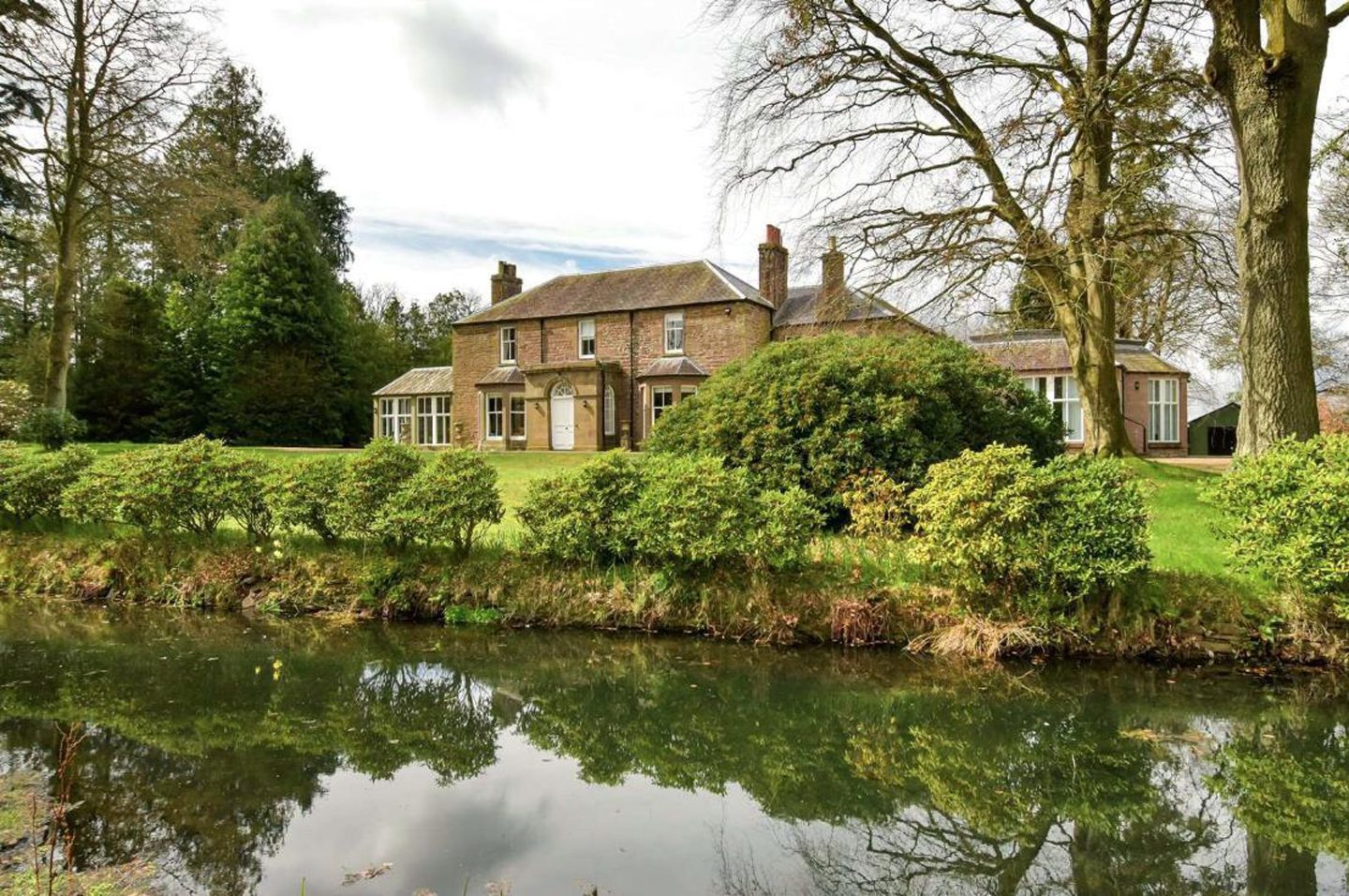 A view of the grand country house.