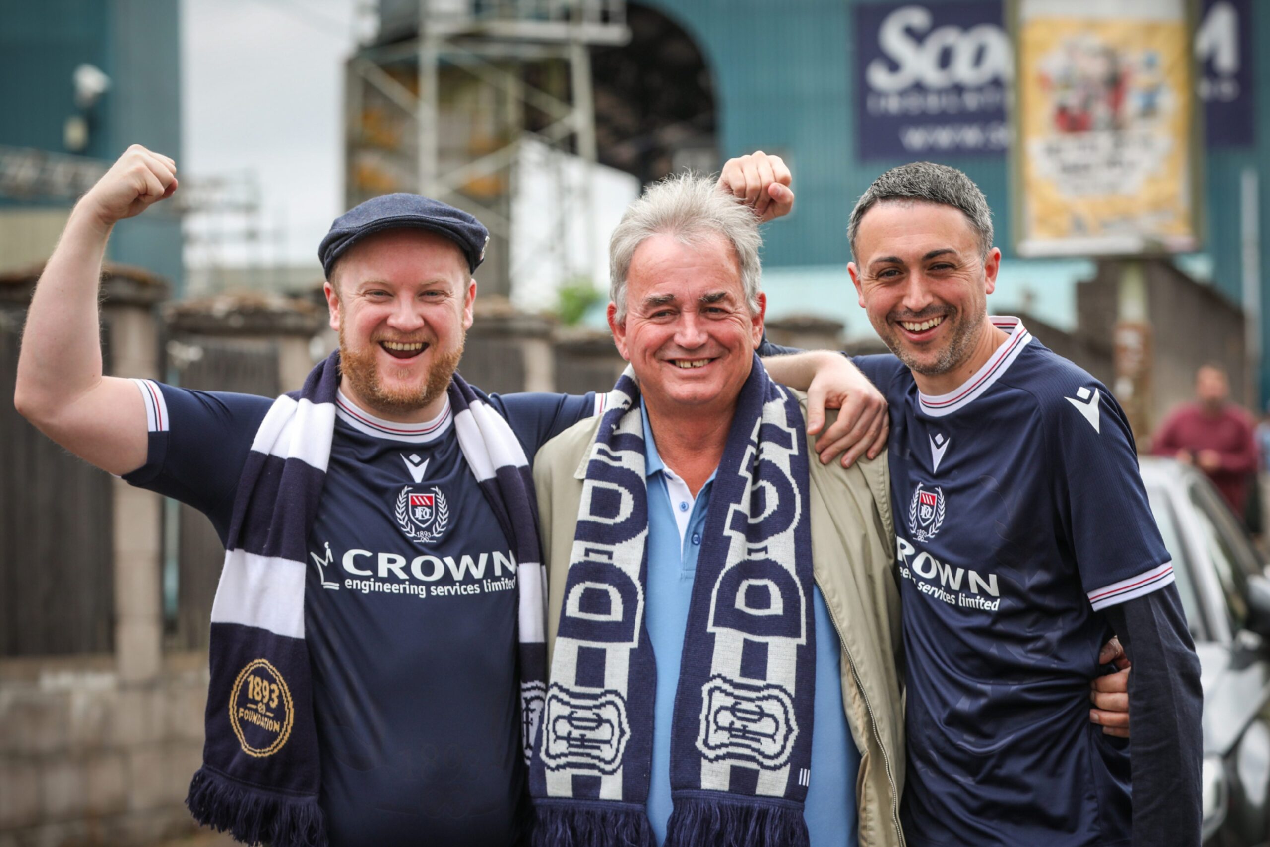 Jamie Stewart, Shug Cassidy and Hugh Cassidy are all kitted out for derby day.