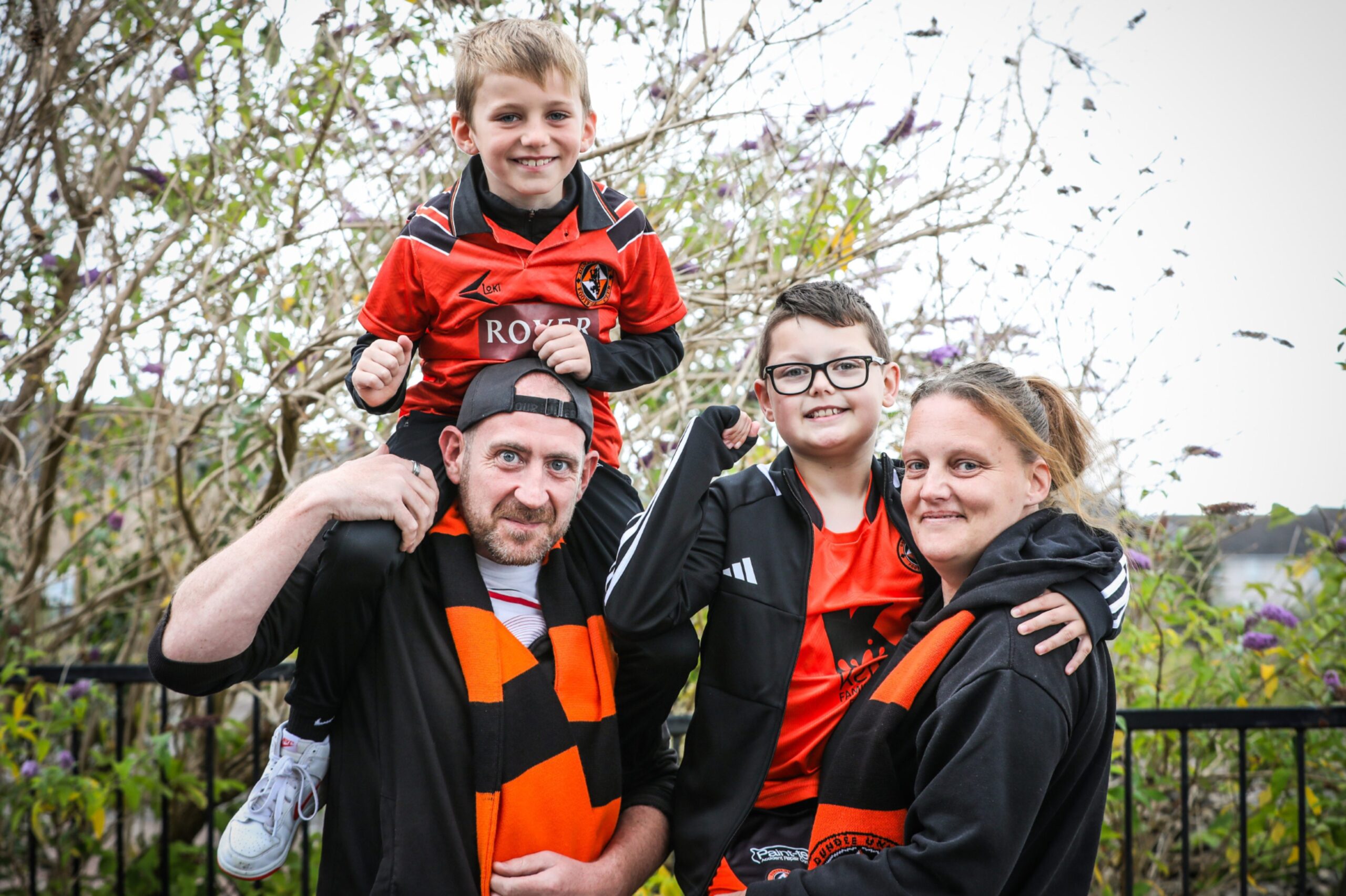 Andy Dunbar with Lewis Dunbar, 7 and Andrea Dunbar and her nephew Samuel Morgan, 9