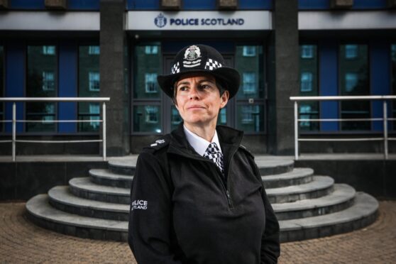 Nicola Russell outside police station in uniform