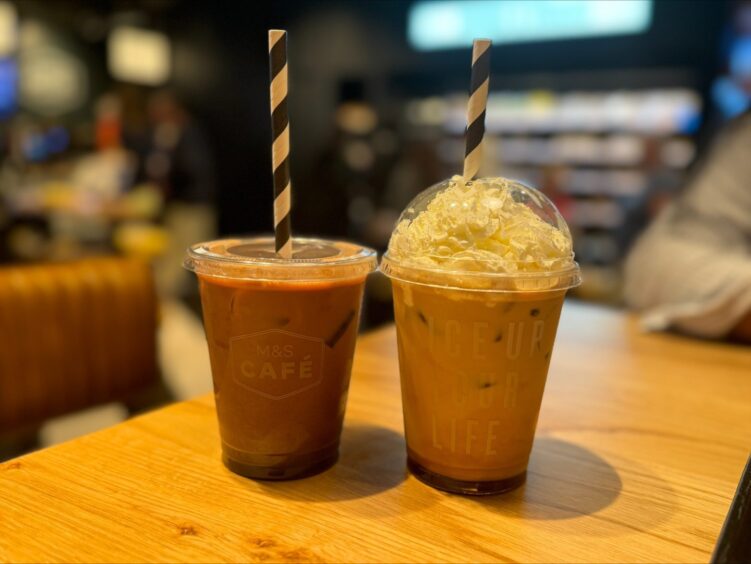  iced mocha and tiramisu iced latte.