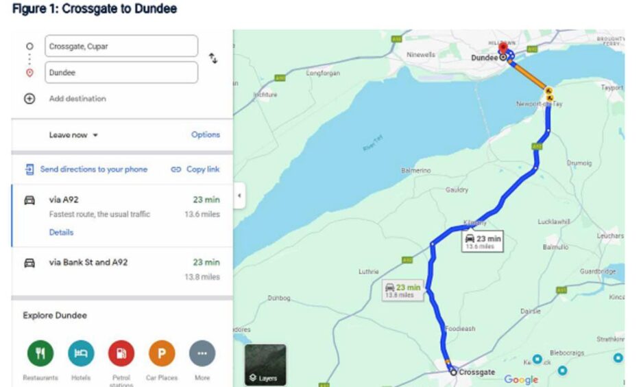 Sat nav says the C29 is the fastest route between Cupar and Dundee