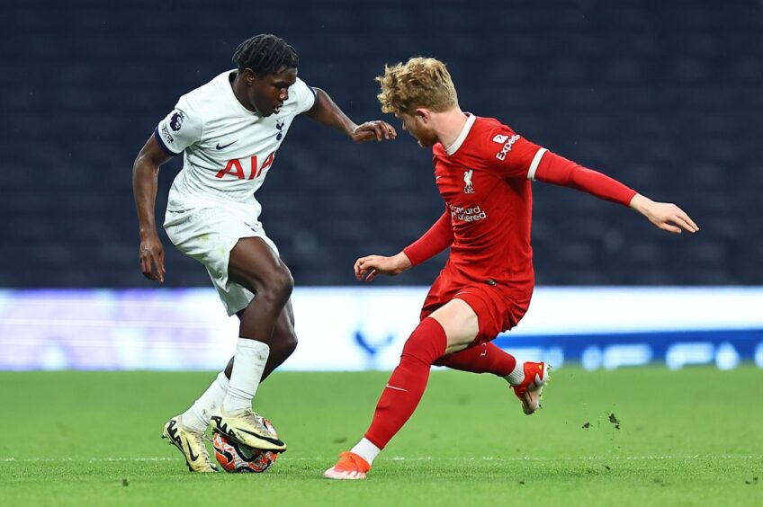 Rio Kyerematen of Tottenham Hotspur and Luca Stephenson of Liverpool