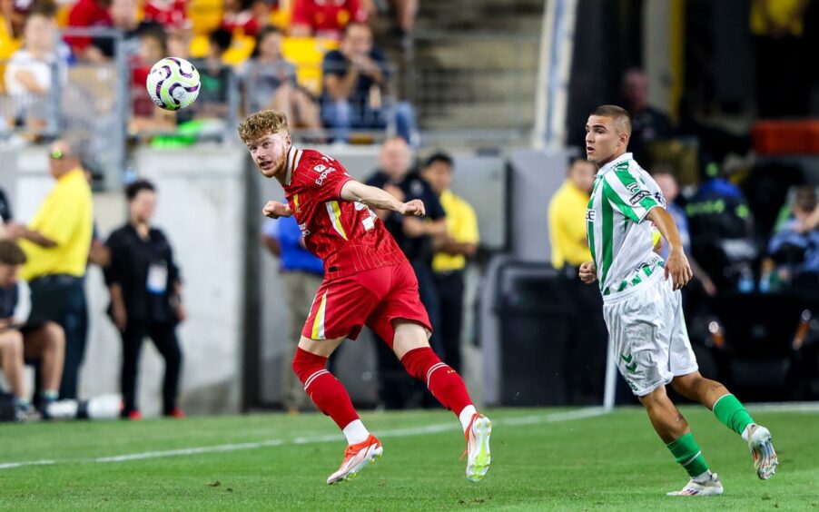 Luca Stephenson, left, in action for Liverpool against Real Betis