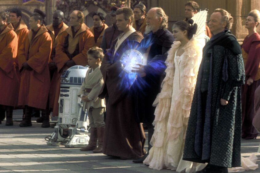 Ewan McGregor, Natalie Portman and Ian McDiarmid in The Phantom Menace.