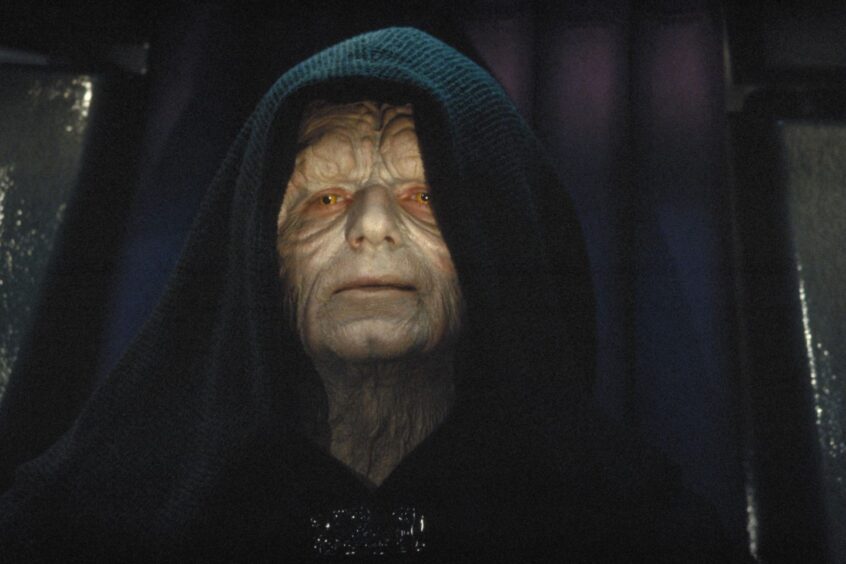 McDiarmid in old-age make-up in Return of the Jedi in 1983. 