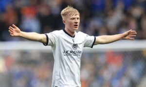 Lyall Cameron frustrated in defeat at Rangers. Image: David Young/Shutterstock