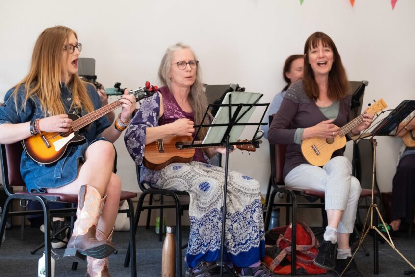 Musicians at Eassie Hall 100th anniversary event.