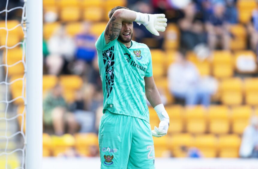 St Johnstone goalkeeper Ross Sinclair in the goalmouth during a game