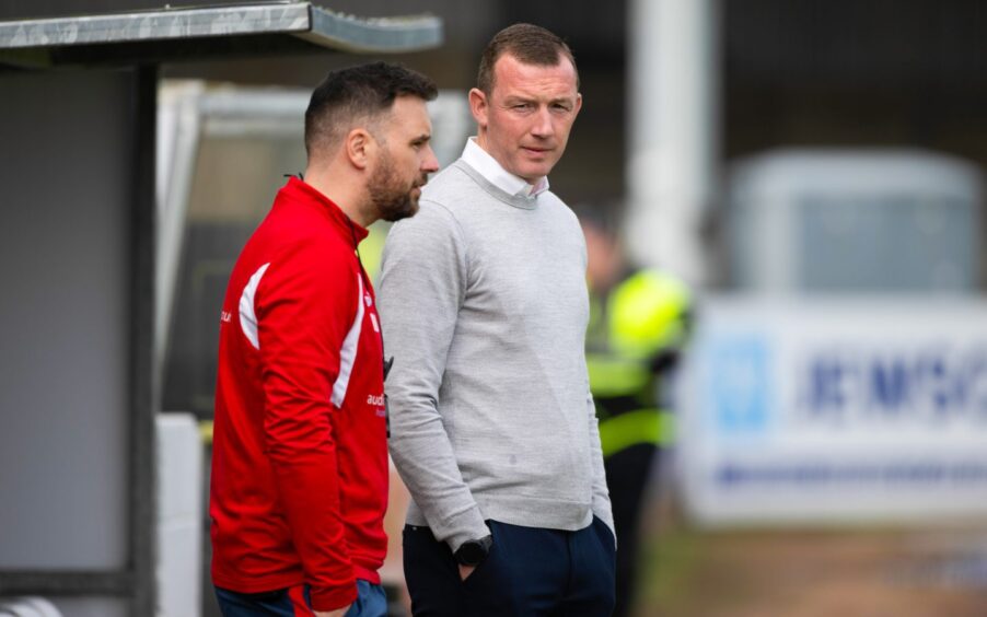 Raith Rovers manager Neill Collins (right) and head of performance analysis Bill Orr